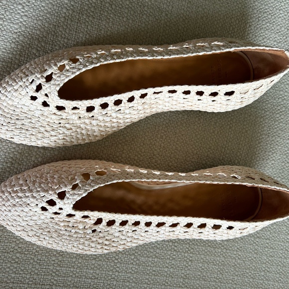 Souliers Sezanne Low Anya Ballerina Flats Ivory  Size 10 IT 41 - Picture 3 of 7